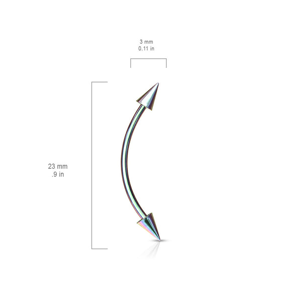16G Curved Barbell with Spike Ends for Piercings