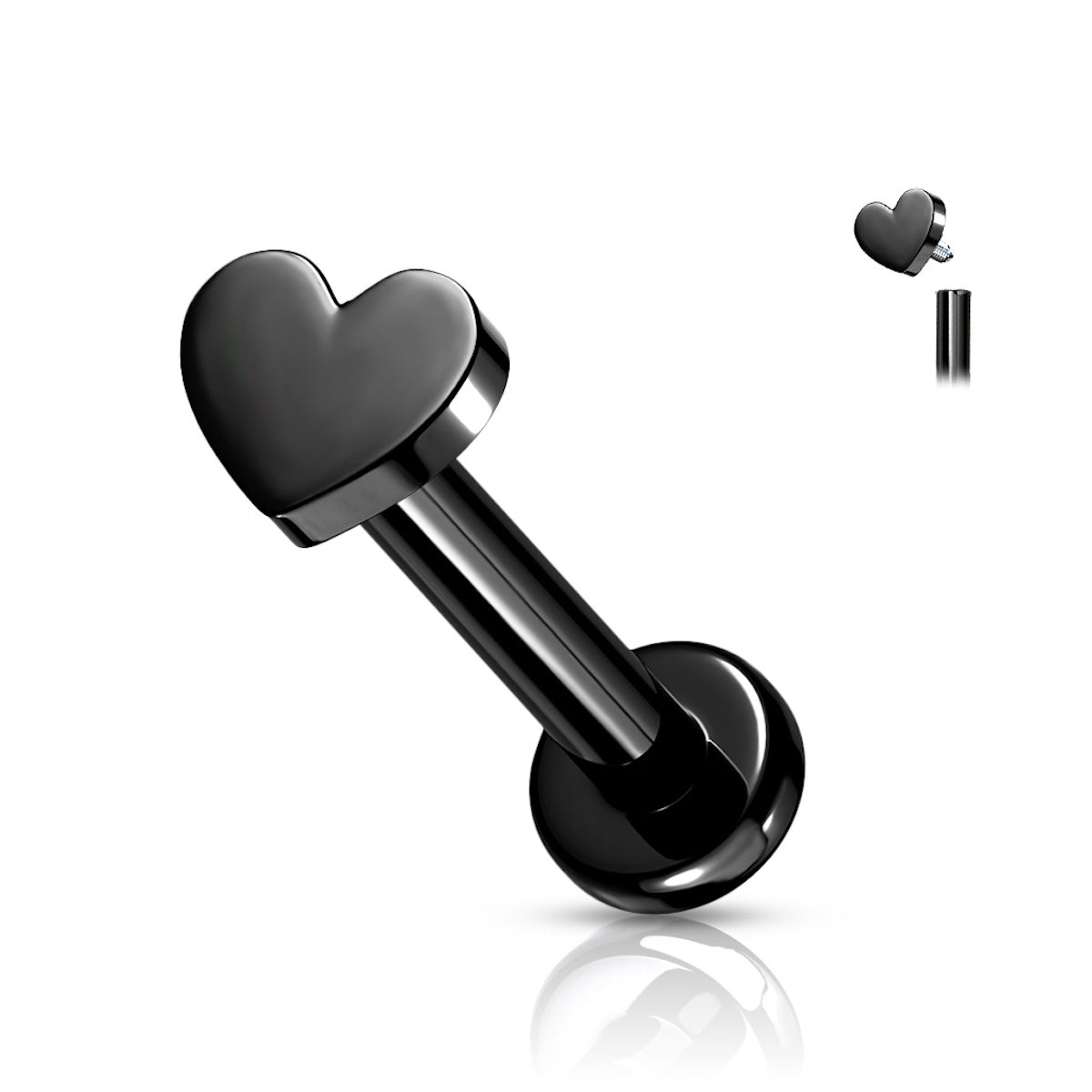 Titanium Heart Labret Stud - Various Sizes & Colors