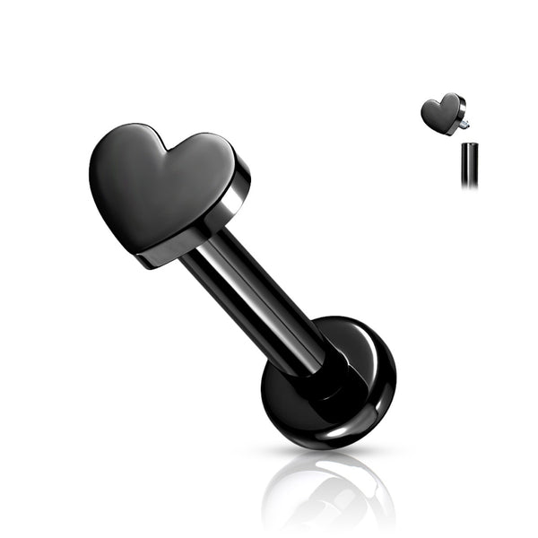 Titanium Heart Labret Stud - Various Sizes & Colors