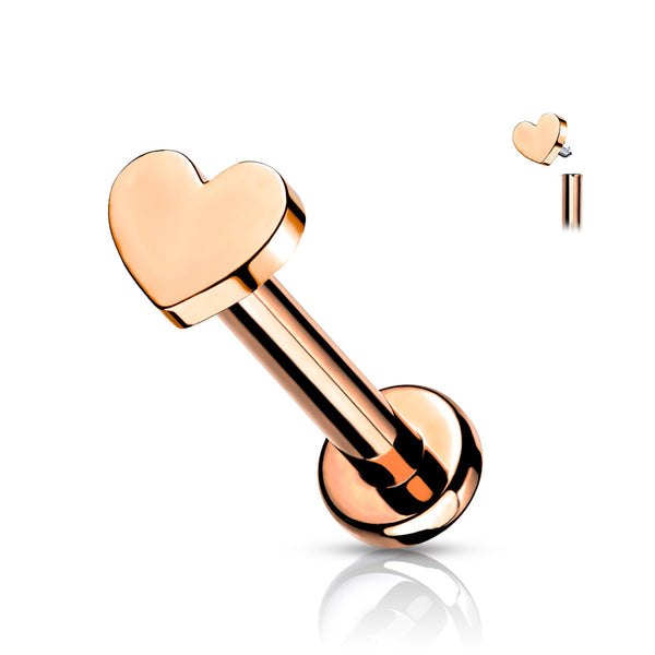 Titanium Heart Labret Stud - Various Sizes & Colors