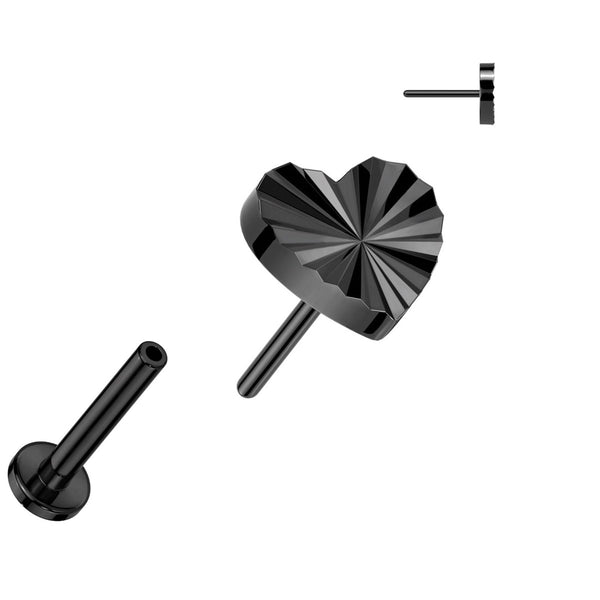 Titanium Heart Labret Stud - 16GA, 6/8mm, Assorted Colors