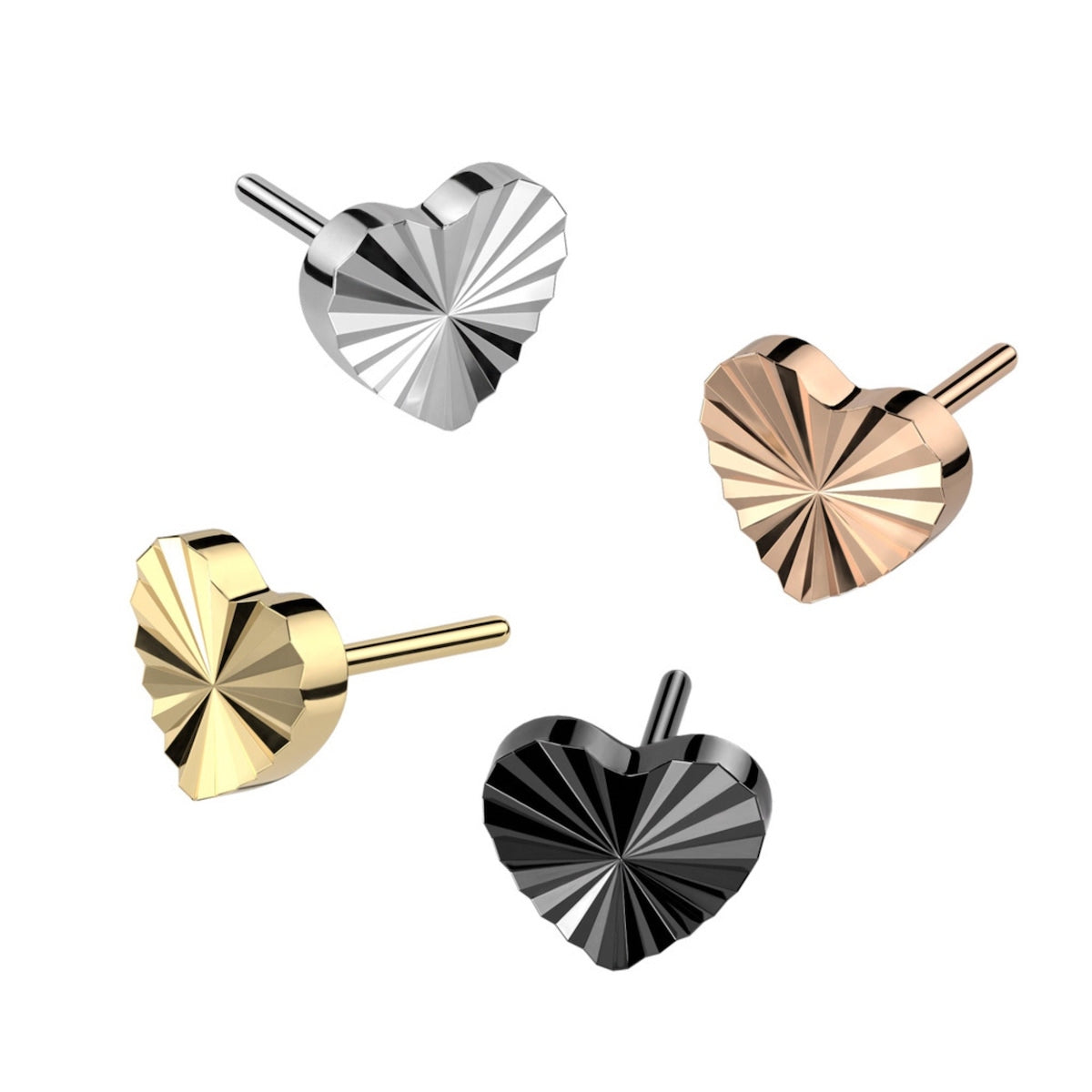 Titanium Heart Labret Stud - 16GA, 6/8mm, Assorted Colors