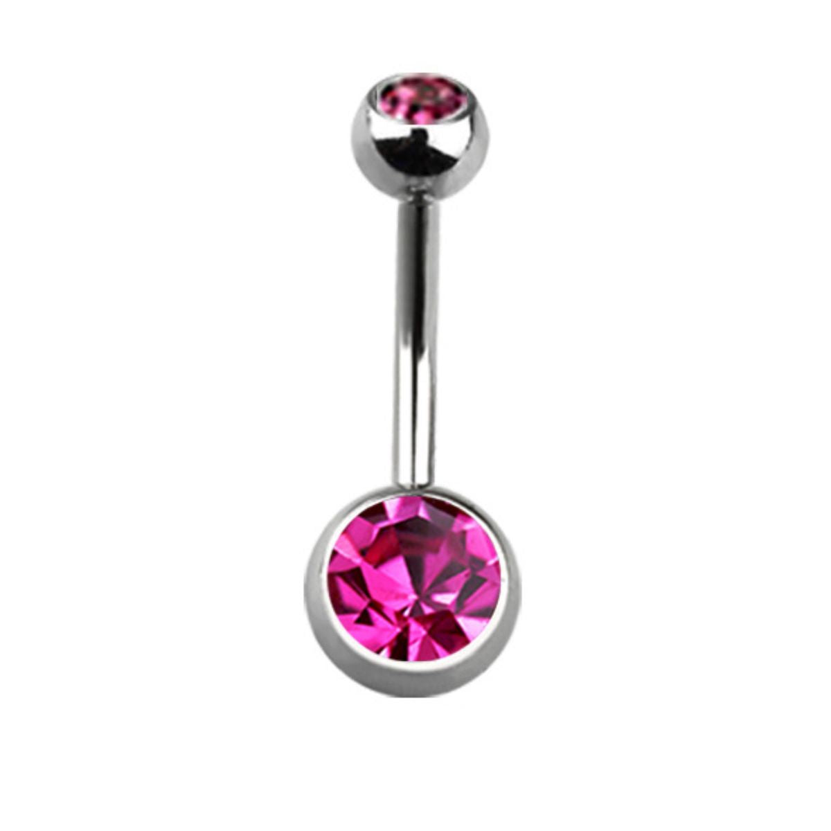Titanium Double Bezel Belly Ring, 14Ga, 5mm/8mm