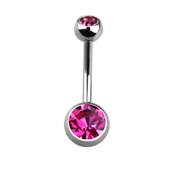 Titanium Double Bezel Belly Ring, 14Ga, 5mm/8mm