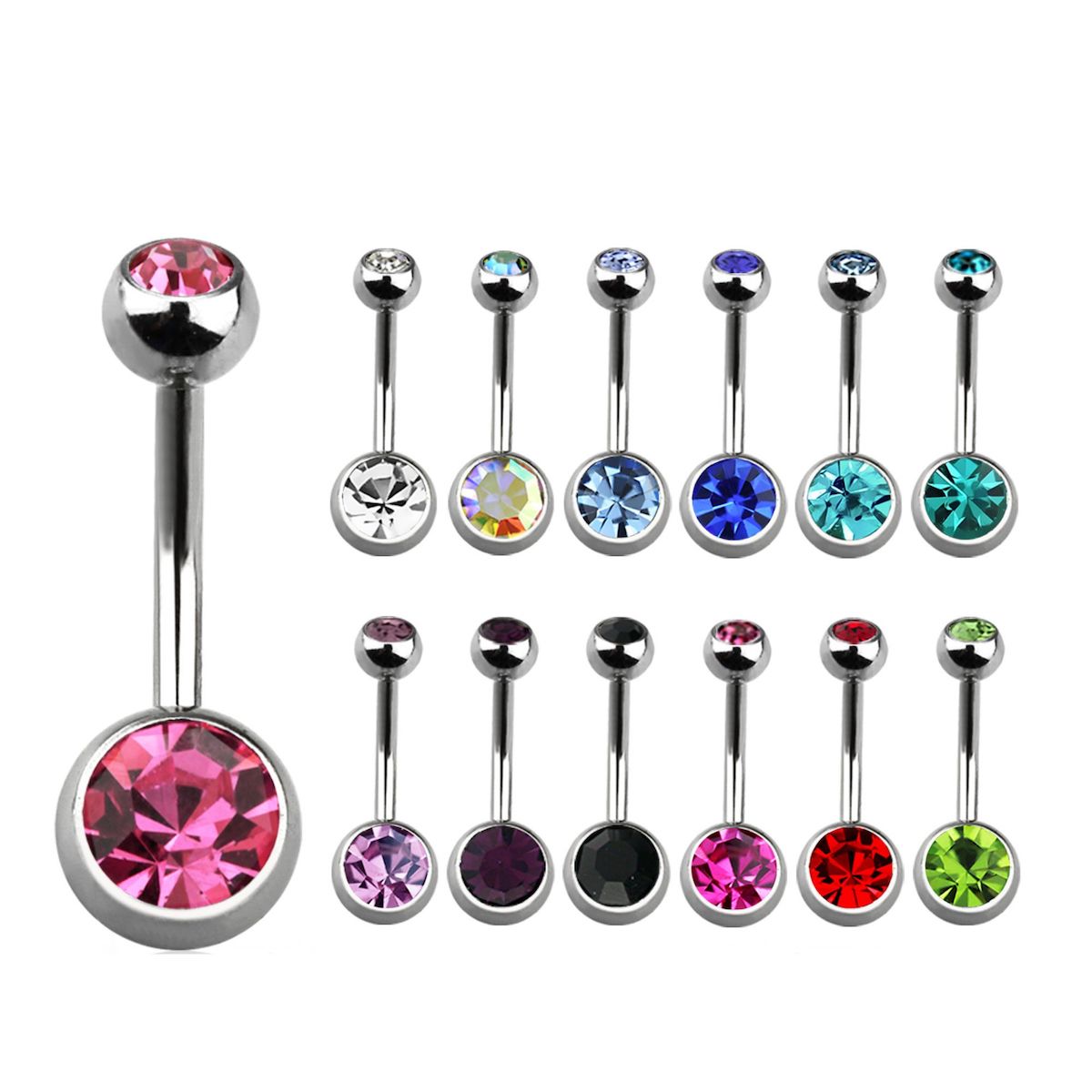 Titanium Double Bezel Belly Ring, 14Ga, 5mm/8mm