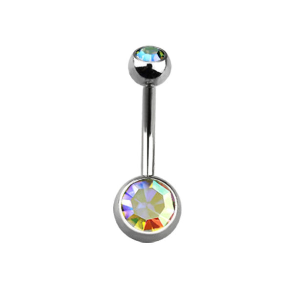 Titanium Double Bezel Belly Ring, 14Ga, 5mm/8mm