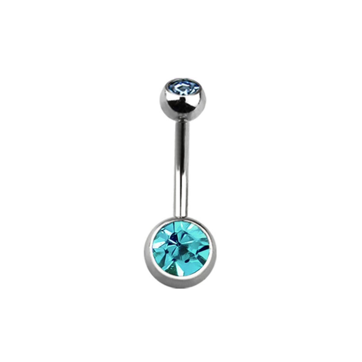 Titanium Double Bezel Belly Ring, 14Ga, 5mm/8mm