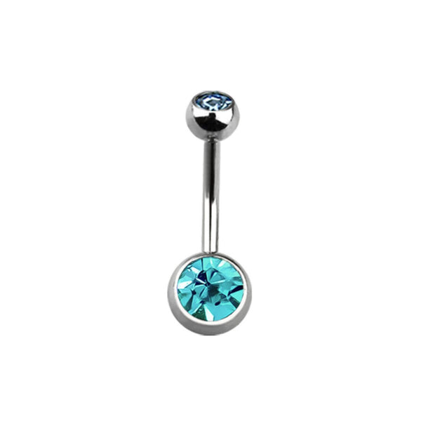 Titanium Double Bezel Belly Ring, 14Ga, 5mm/8mm