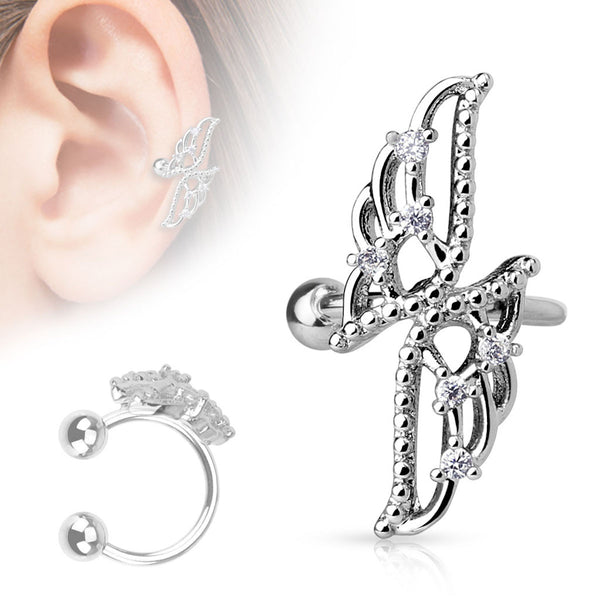 Surgical Steel Non-Pierced Cross Wing Ear Cuff