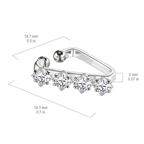 316L Surgical Steel Non-Pierced Ear Cuffs with CZ