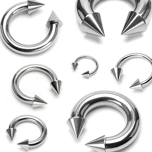 Spike & Cone Circular Barbell - Various Gauges & Sizes