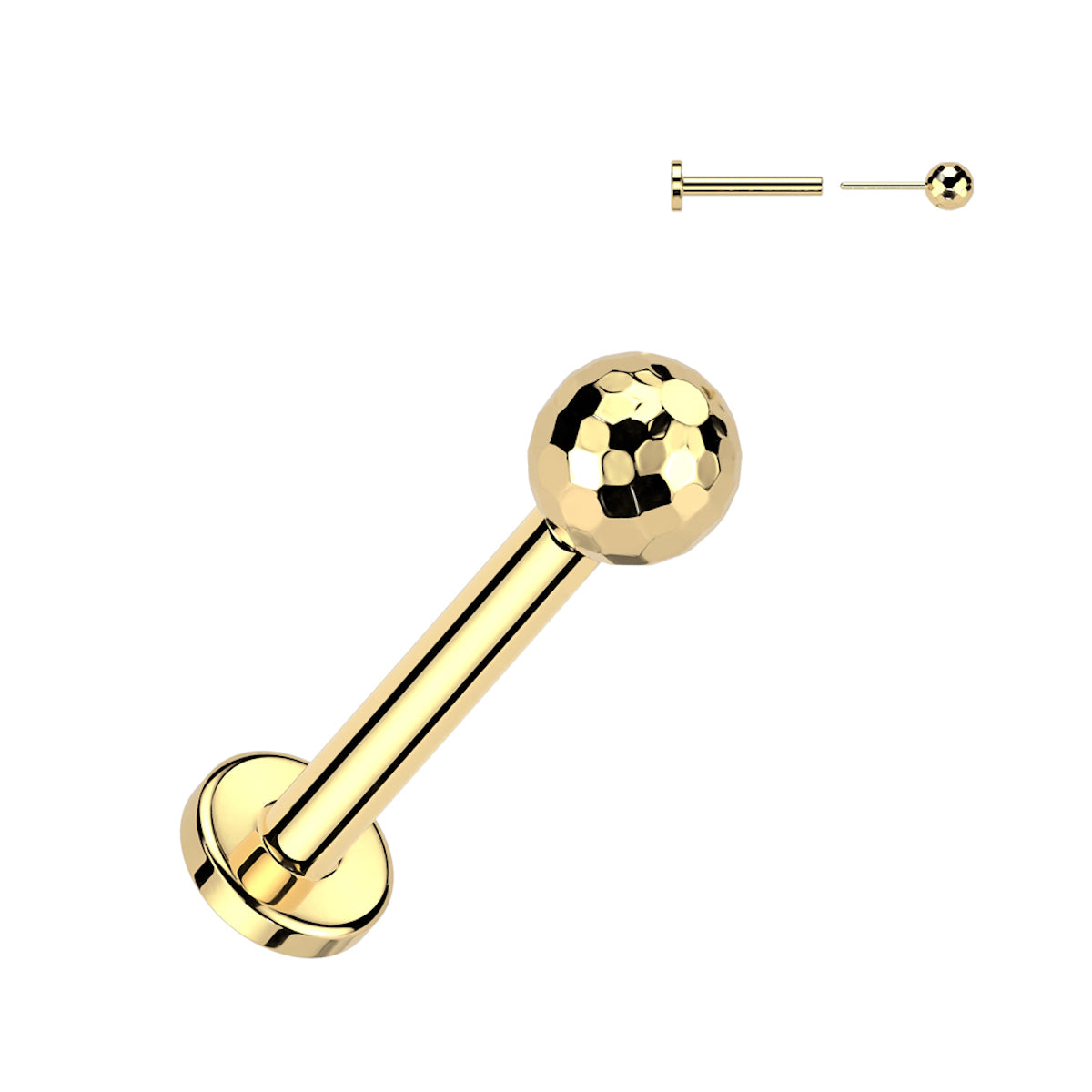 Gold Titanium Labret: Ball End, 16GA/18GA, 8mm