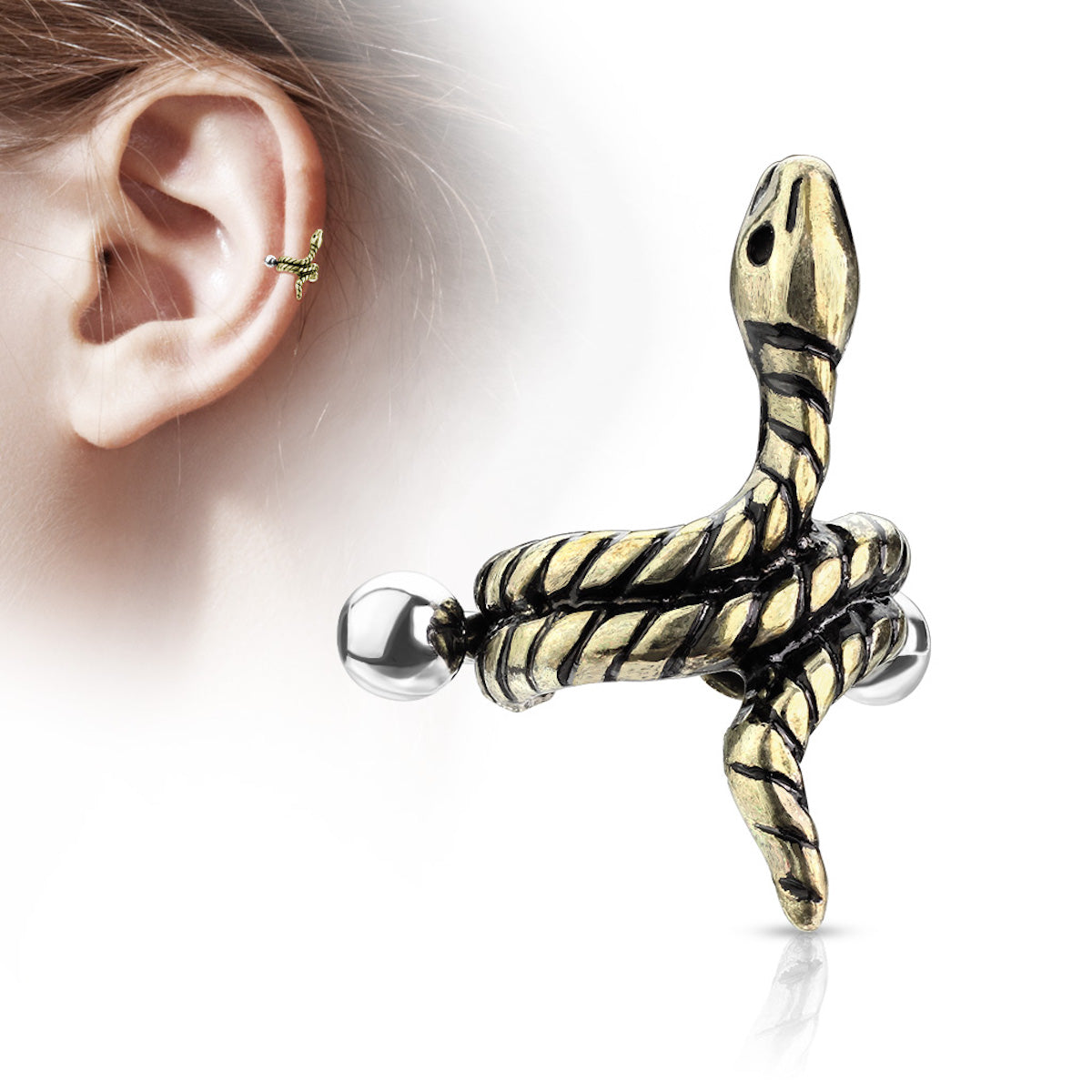 Surgical Steel Coiled Snake Helix Cuff, 16G