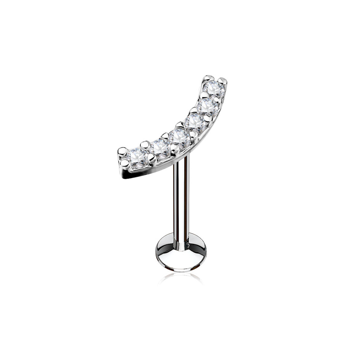 Curved Cubic Zirconia Labret, 16G - Versatile Piercing