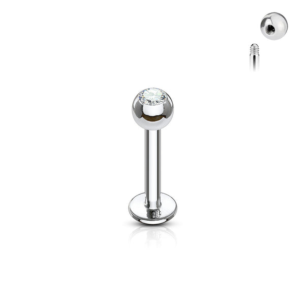 Surgical Steel Labret, Gem, 16GA/14GA, 6-10mm