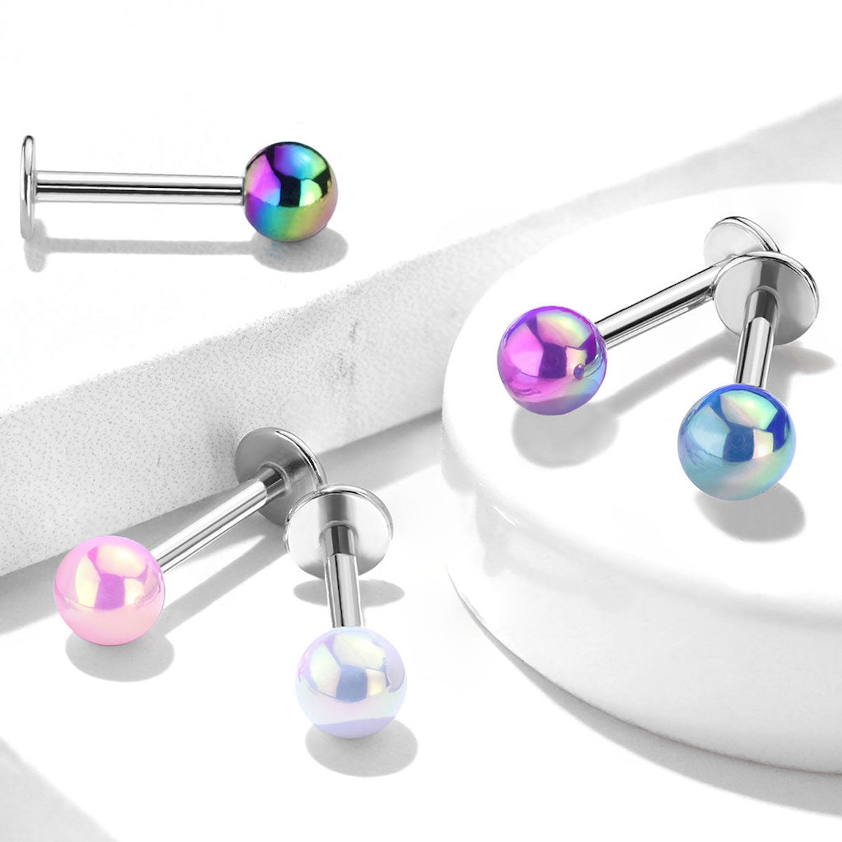 16G Externally Threaded Metallic Stud Piercing, 8mm