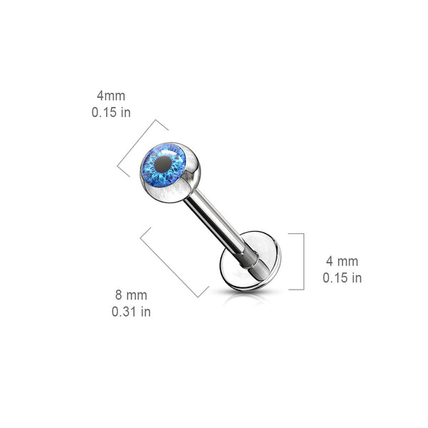 16G Externally Threaded Labret Stud, 8mm, 4mm Ball