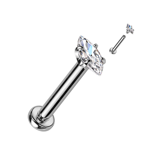 16G Marquise CZ Labret Stud for Cartilage, Monroe