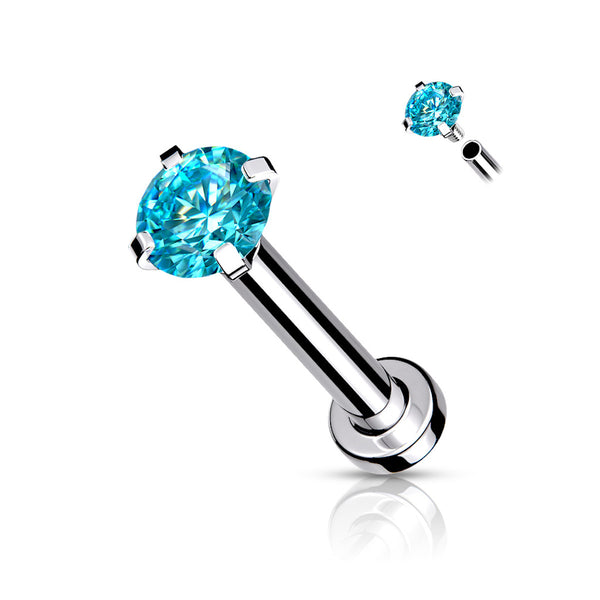 16G Internally Threaded Labret Stud with CZ Top