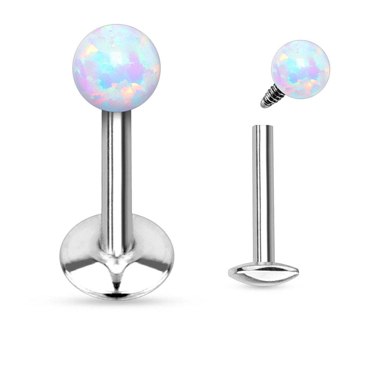 Opal Labret Stud: Monroe, Cartilage, Lip - 16GA, 8mm