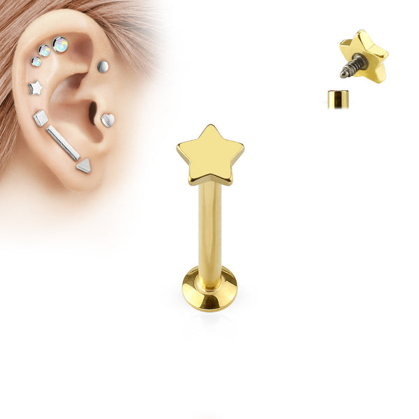 16G Star Labret Cartilage Stud for Body Piercing