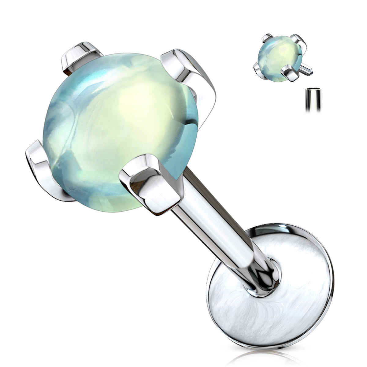 Internally Threaded Labret Stud - 16GA Body Jewelry