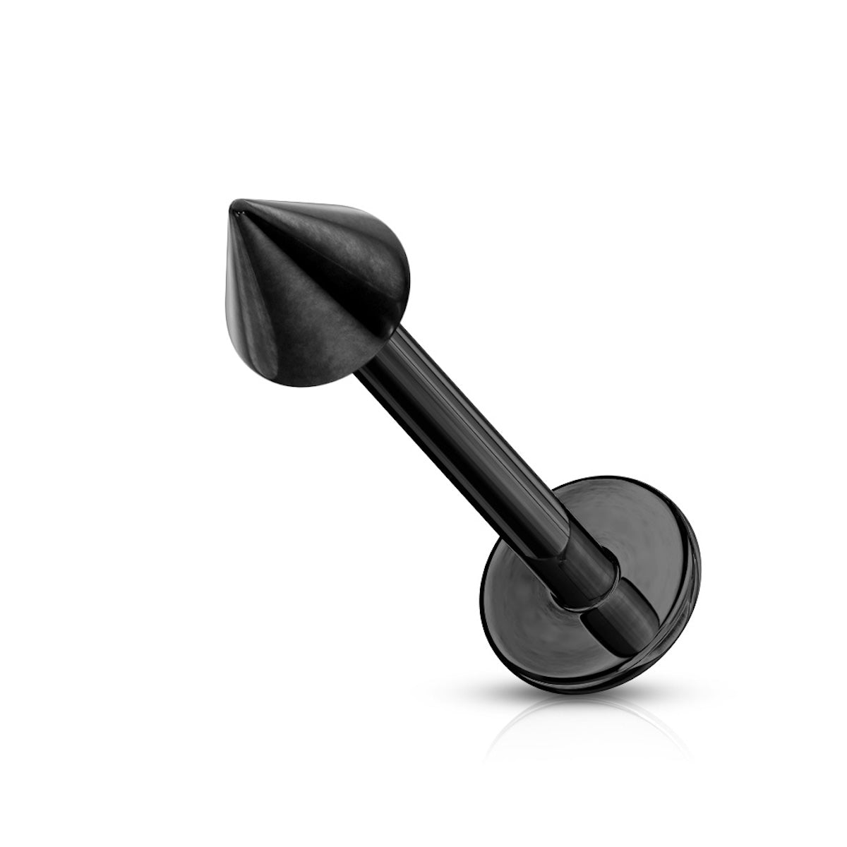 Black Titanium-Plated Labret Spike, 16G Surgical Steel