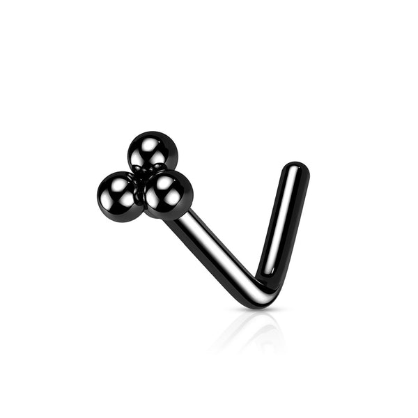 Surgical Steel L-Bend Nose Stud, Ball Cluster, 20GA