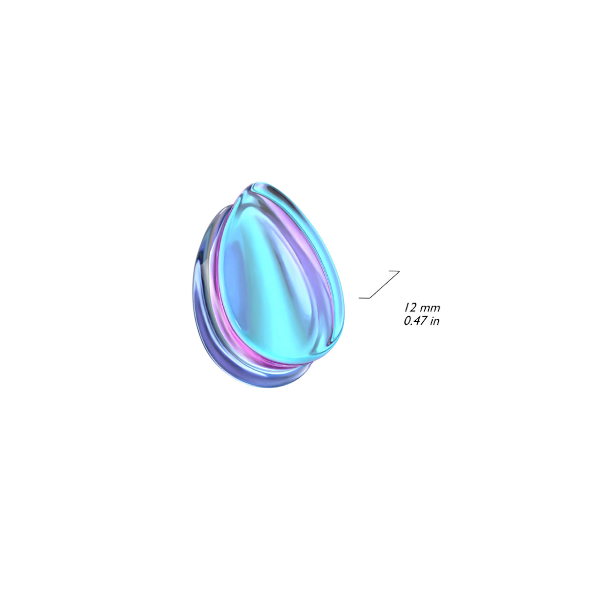 Iridescent Glass Teardrop Flared Plugs, Various Sizes