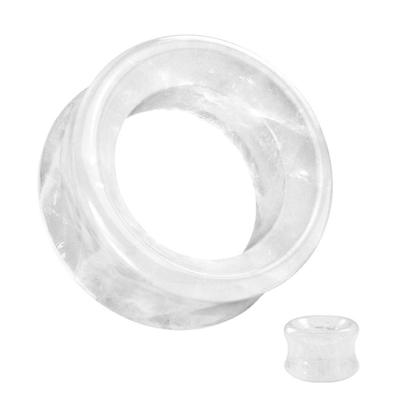 Cloudy Quartz Stone Ear Tunnel, Various Gauges