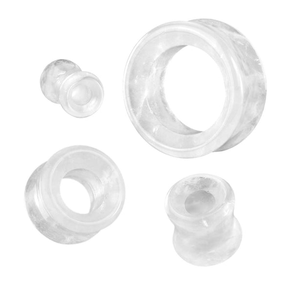 Cloudy Quartz Stone Ear Tunnel, Various Gauges