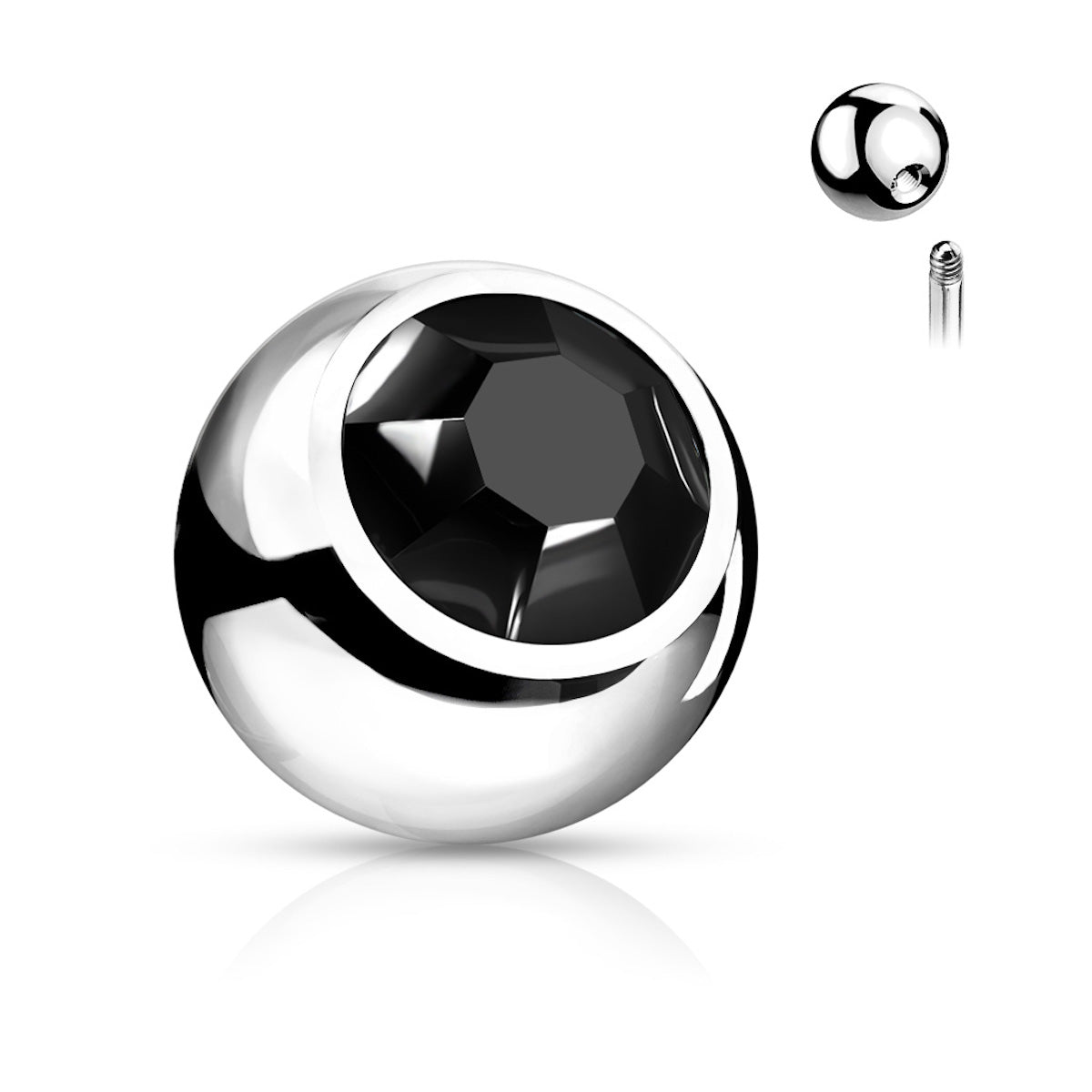 316L Surgical Steel Gem Ball Top, 14 Gauge