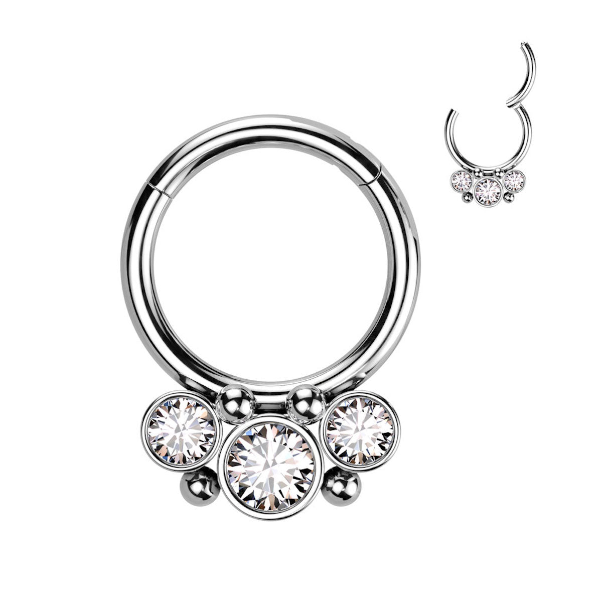 Elegant 16g Cubic Zirconia Septum Clicker Ring