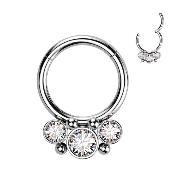 Elegant 16g Cubic Zirconia Septum Clicker Ring