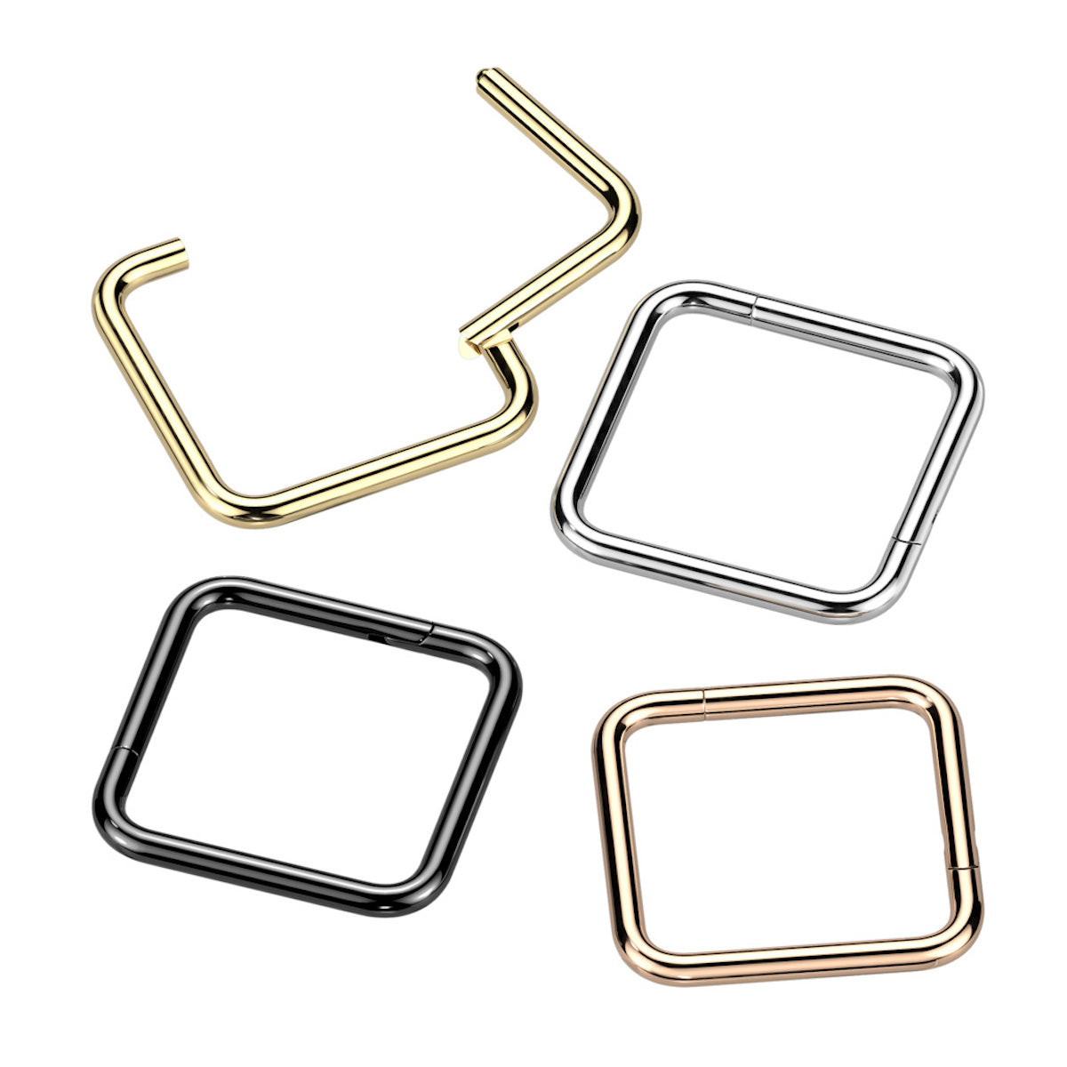 Titanium Hinged Segment Ring 16GA/18GA - Square Design