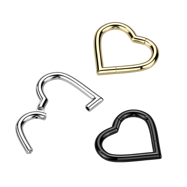 Titanium Heart Segment Ring 16GA/18GA - Piercings