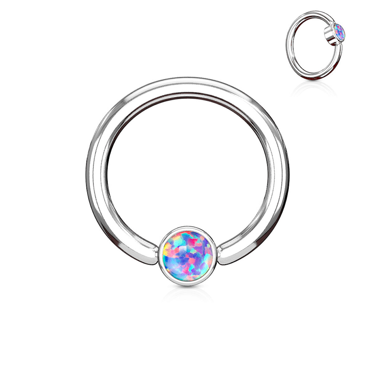 Opal Captive Bead Ring 16Ga 8mm - Nose, Helix, Septum