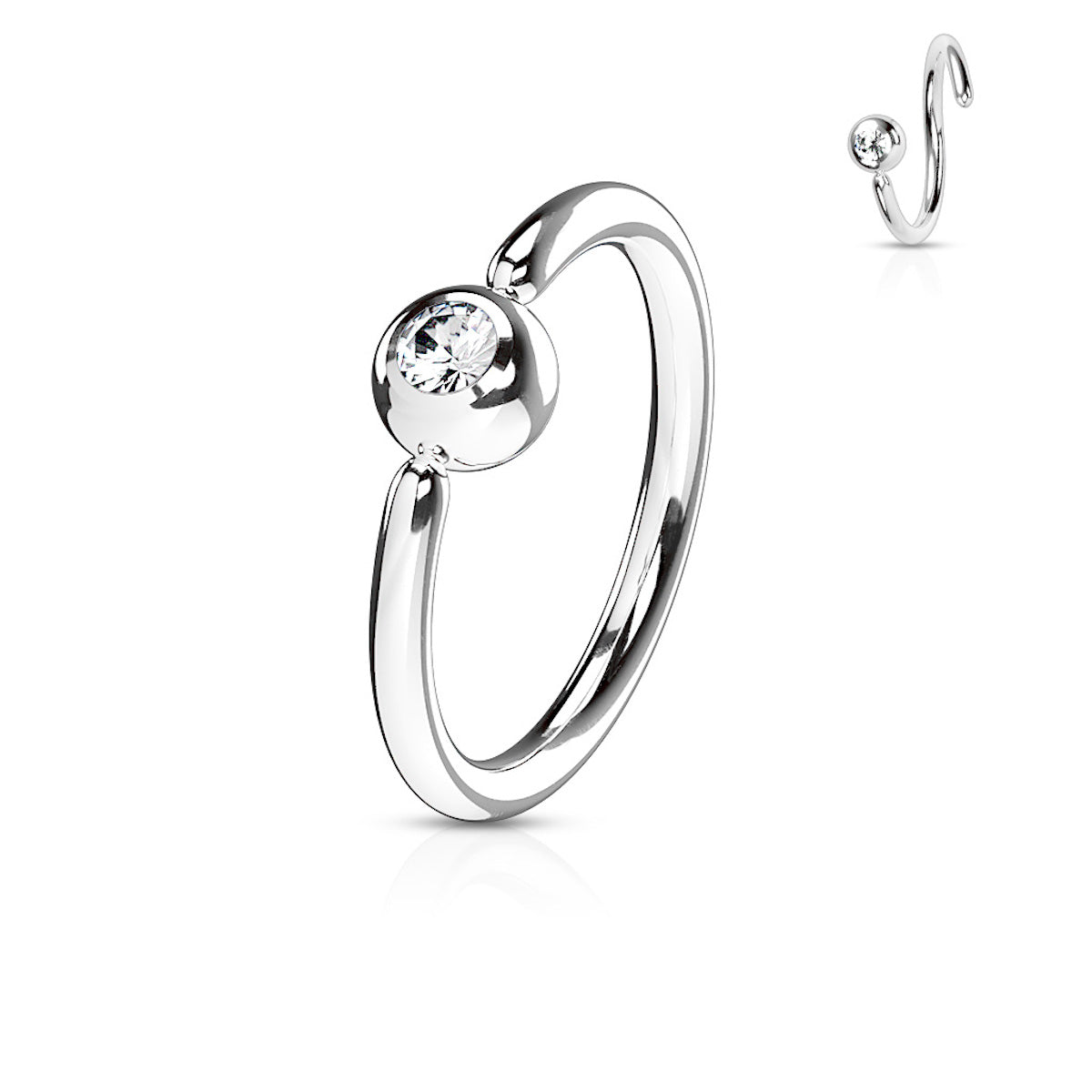 Cubic Zirconia Captive Bead Ring, 16G, 3mm Ball