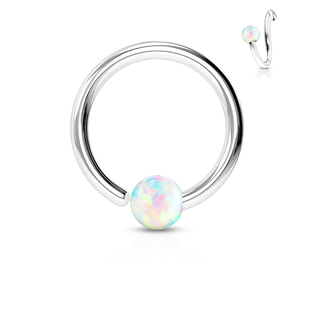 Opal Ball Hoop Ring 16Ga - Versatile Body Jewelry