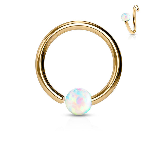 Opal Ball Hoop Ring 16Ga - Versatile Body Jewelry