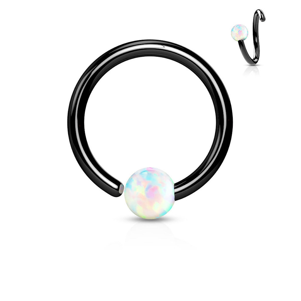 Opal Ball Hoop Ring 16Ga - Versatile Body Jewelry