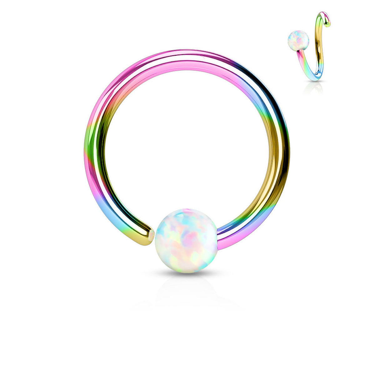 Opal Ball Hoop Ring 16Ga - Versatile Body Jewelry