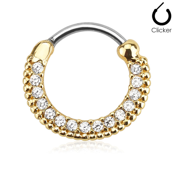 Elegant Cubic Zirconia Septum Ring, 16g-14g