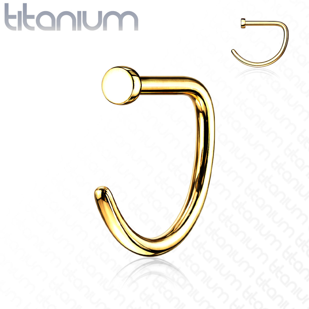 Premium Titanium D-Shaped Nose Hoop, Flat Top