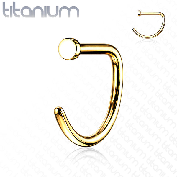 Premium Titanium D-Shaped Nose Hoop, Flat Top