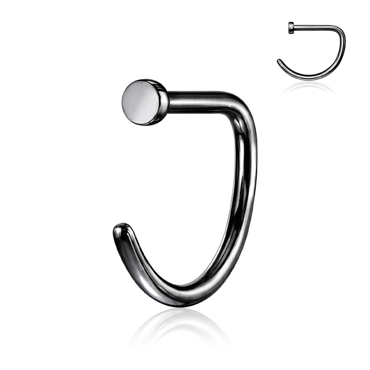 Premium Titanium D-Shaped Nose Hoop, Flat Top