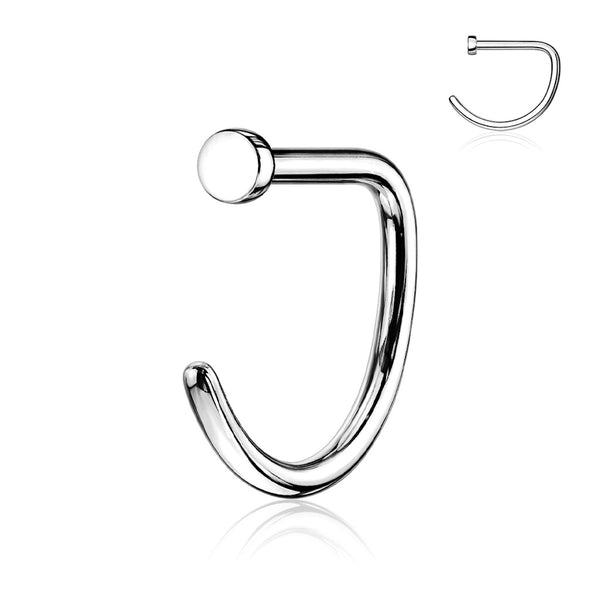 Premium Titanium D-Shaped Nose Hoop, Flat Top