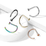 Premium Titanium D-Shaped Nose Hoop, Flat Top