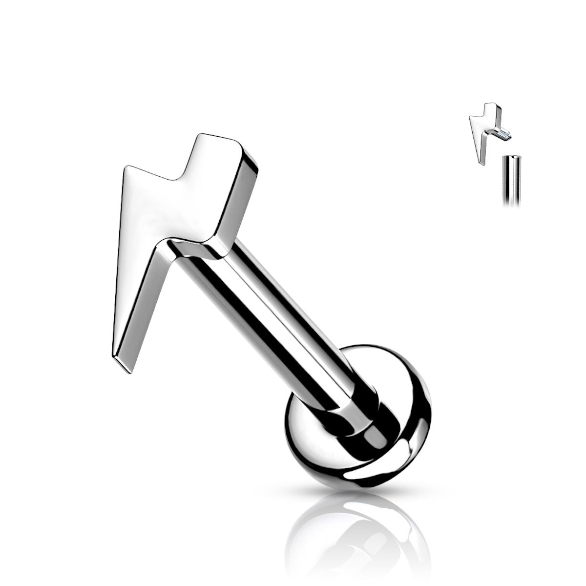 Titanium Labret Stud - Internally Threaded, Multi-Size