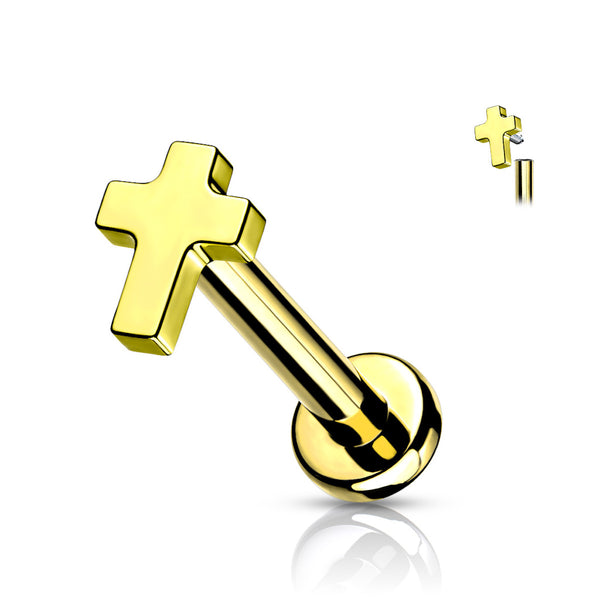 Titanium Cross Labret Stud - Various Sizes & Colors